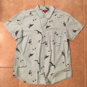 Arizona Jeans Seagulls Short Sleeve Button Down